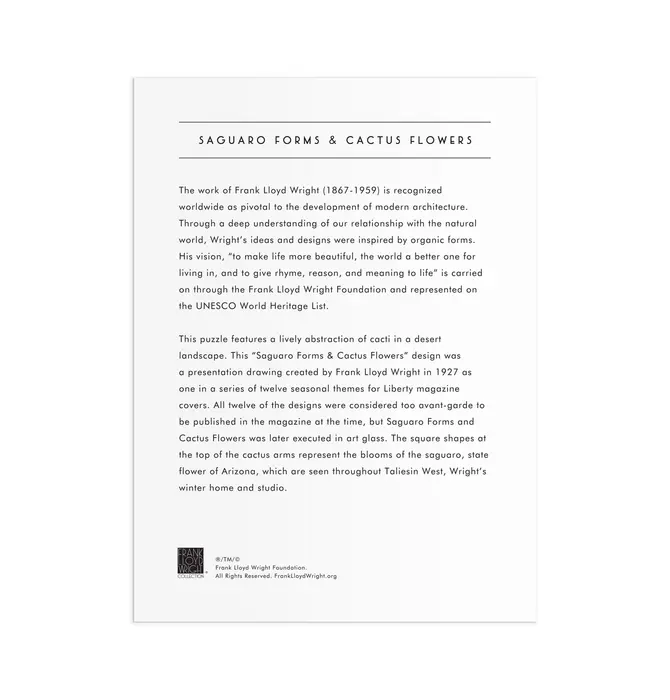 Puzzle | 750-Piece Shaped Foil | Frank Lloyd Wright Saguaro Cactus & Forms