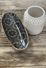 Fanta Watson Ceramic Vase Textured Gold Leaf - Cream