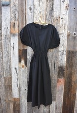Stateside Stateside Poplin S/S Open Back Midi Dress 201-4725- Black