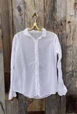 CP Shades CP Shades White Ruffle Shirt Cotton Silk 1296-703