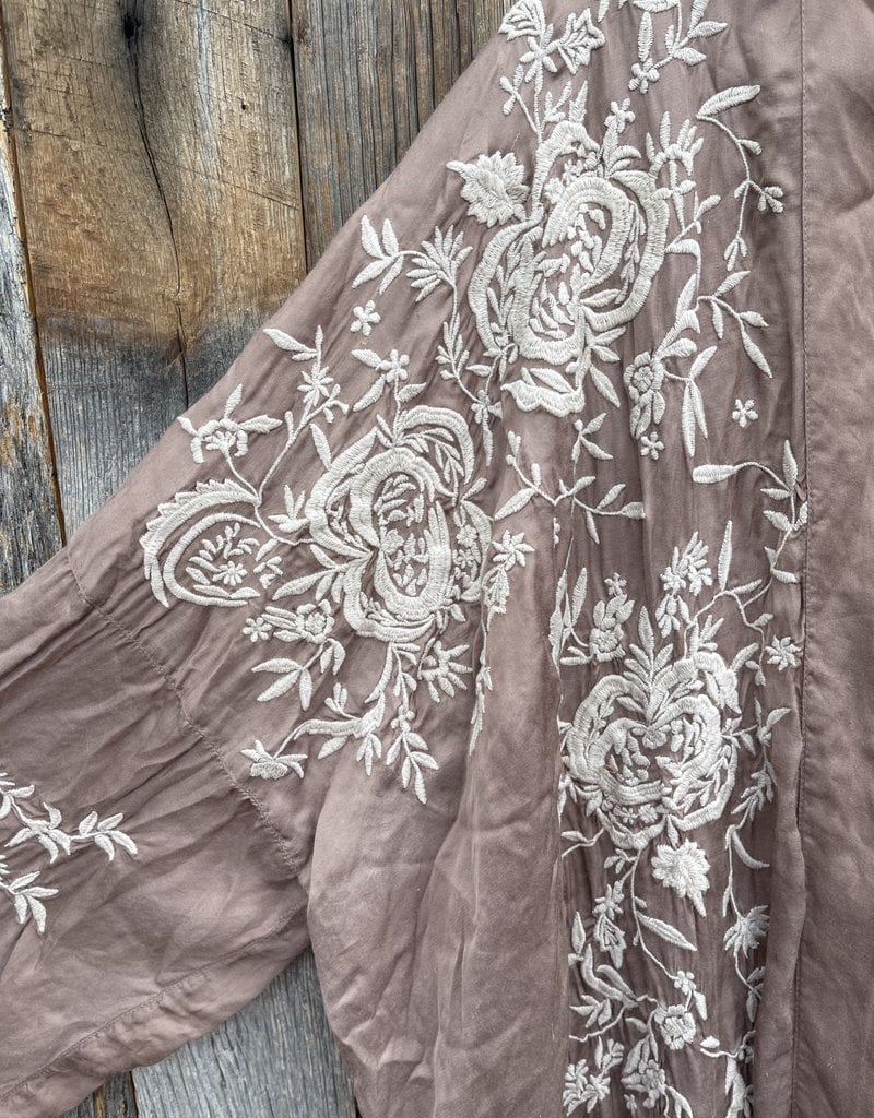 Magnolia Pearl Magnolia Pearl Applique Blessed Kimono Jacket 505- Clay