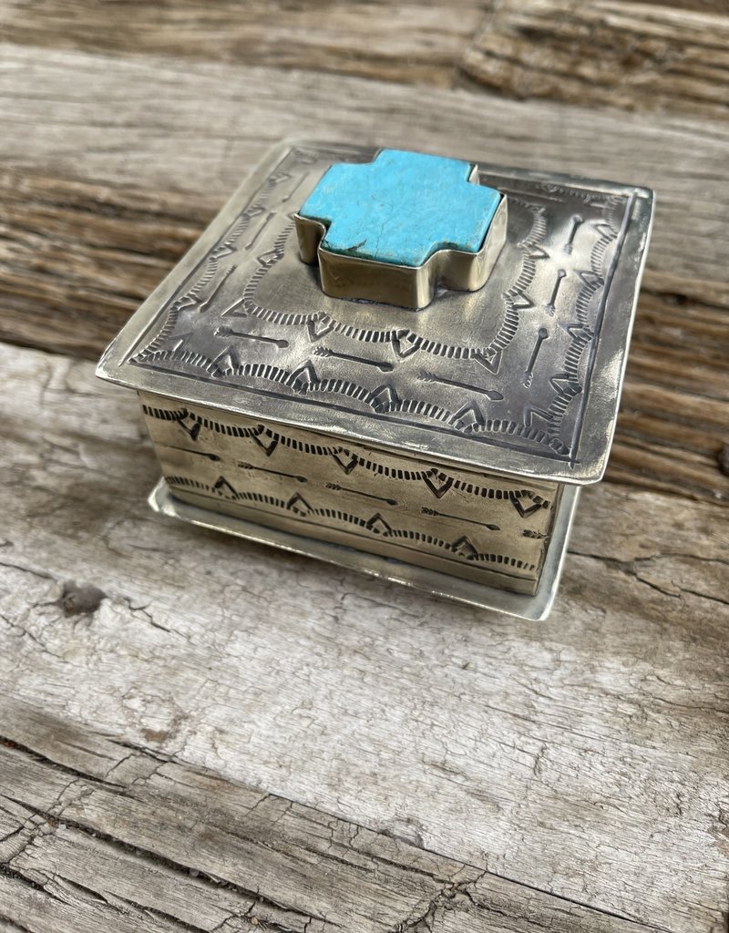 J Alexander Small Stamped Box w/ Turquoise Cross WJA-016-2-T