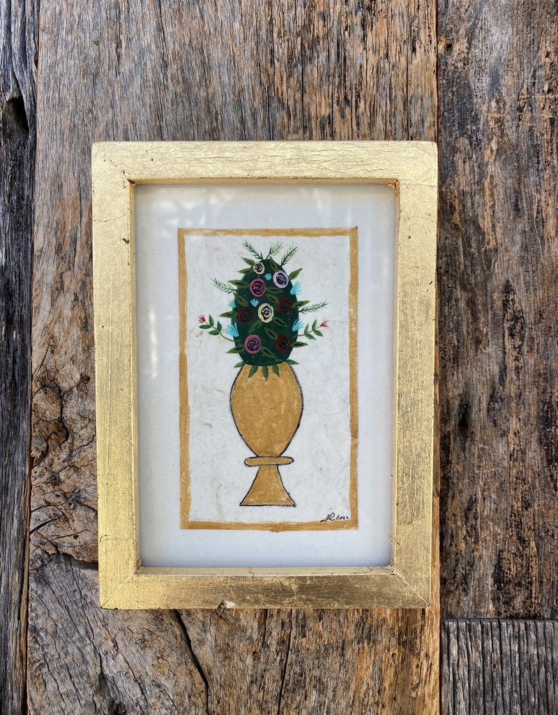 River Song River Song Flowers in Gold Vase Painting