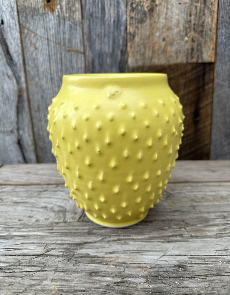 Fanta Watson Ceramic Textured Vase - Yellow