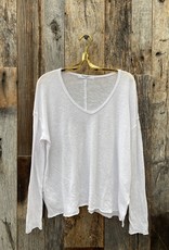 Project Social T Project Social T Mae Textured V Neck L/S White 10130-3E