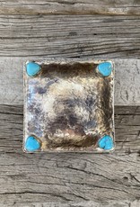 J. Alexander Silver 6X6 Dimpled Box w/ 4 Turquoise Stones WJA-075-T-SL