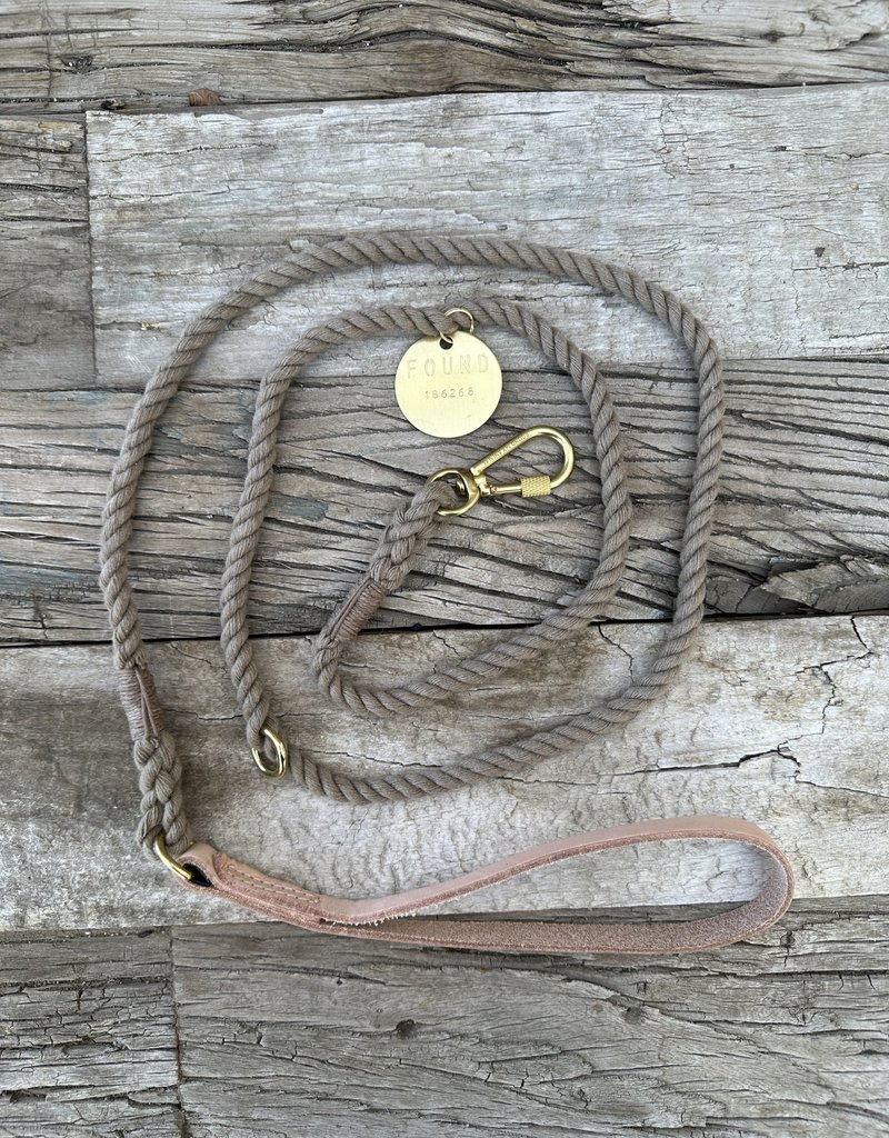 Found My Animal Found My Animal Leather Handle, Natural Rope Leash L-NATNAT Small