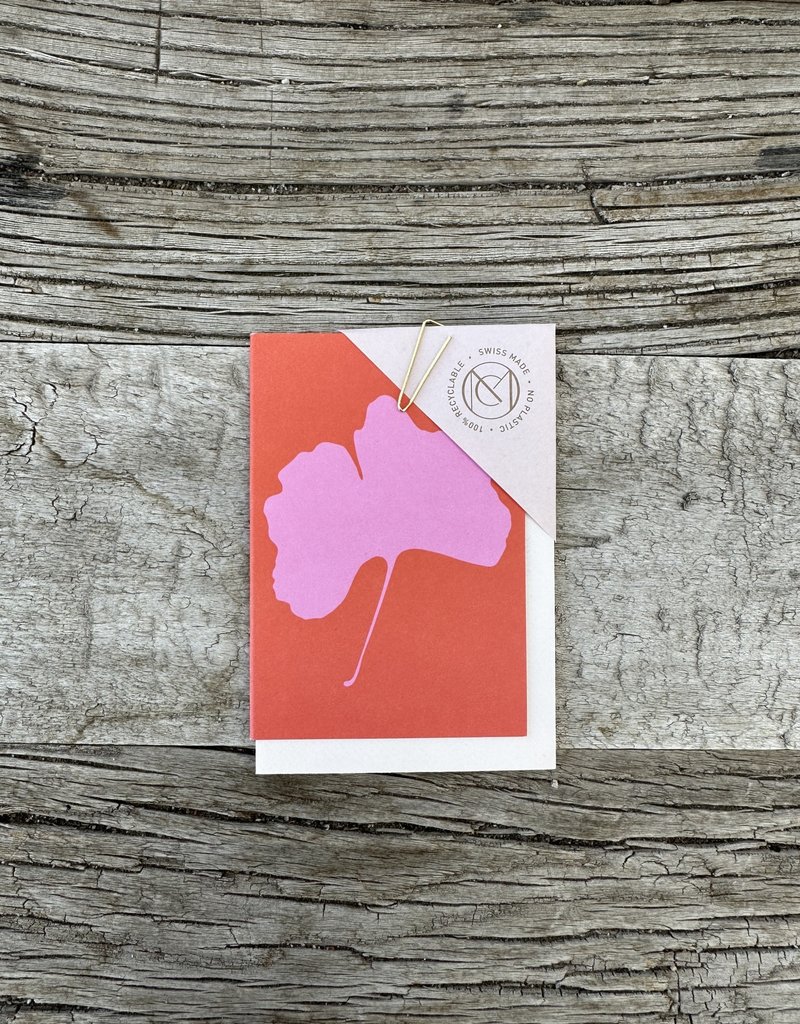 Common Modern Common Modern- Ginkgo Pop Mini Notecard No.5 (pink/orange)