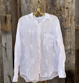 CP Shades CP Shades Joss Embroidered Linen Shirt White 1225-4AC