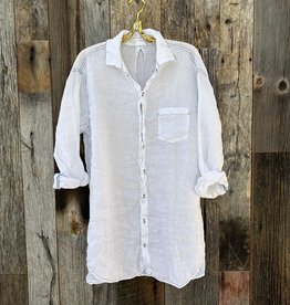CP Shades CP Shades Marella Linen Shirt with Blue Thread White 1273B-3