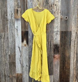 CP Shades CP Shades Mirabella Linen Wrap Dress Golden Olive 4919-6