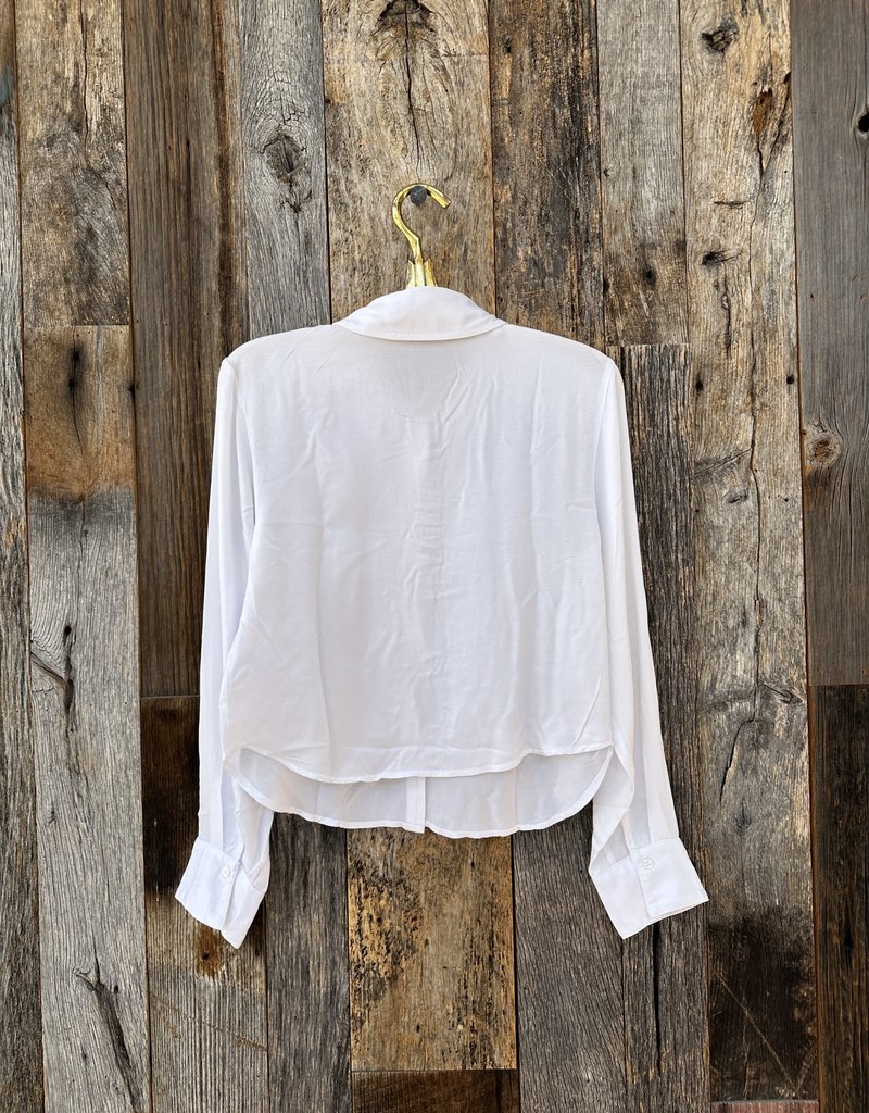 Stateside Stateside Viscose Satin Cropped Shirt 481-5211 White