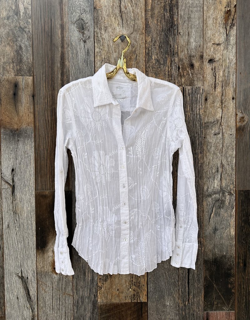 Cino Cino Lanaii Embroidery White Button Down Shirt CINO8945