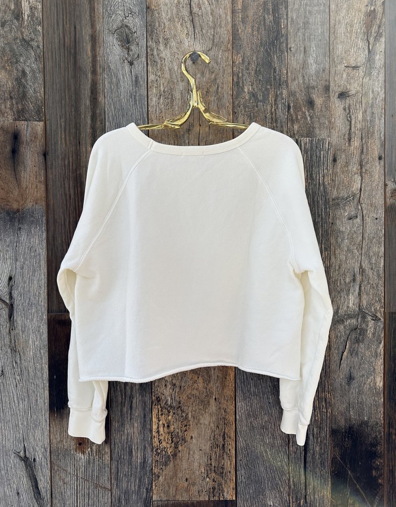 It Is Well Raw Edge Crop Sweatshirt Creme