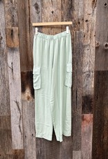 Stateside Stateside Viscose Satin Cargo Pant 481-5211 Honeydew