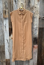 Stateside Stateside Linen S/S Maxi Shirt Dress 449-5209 Cafe