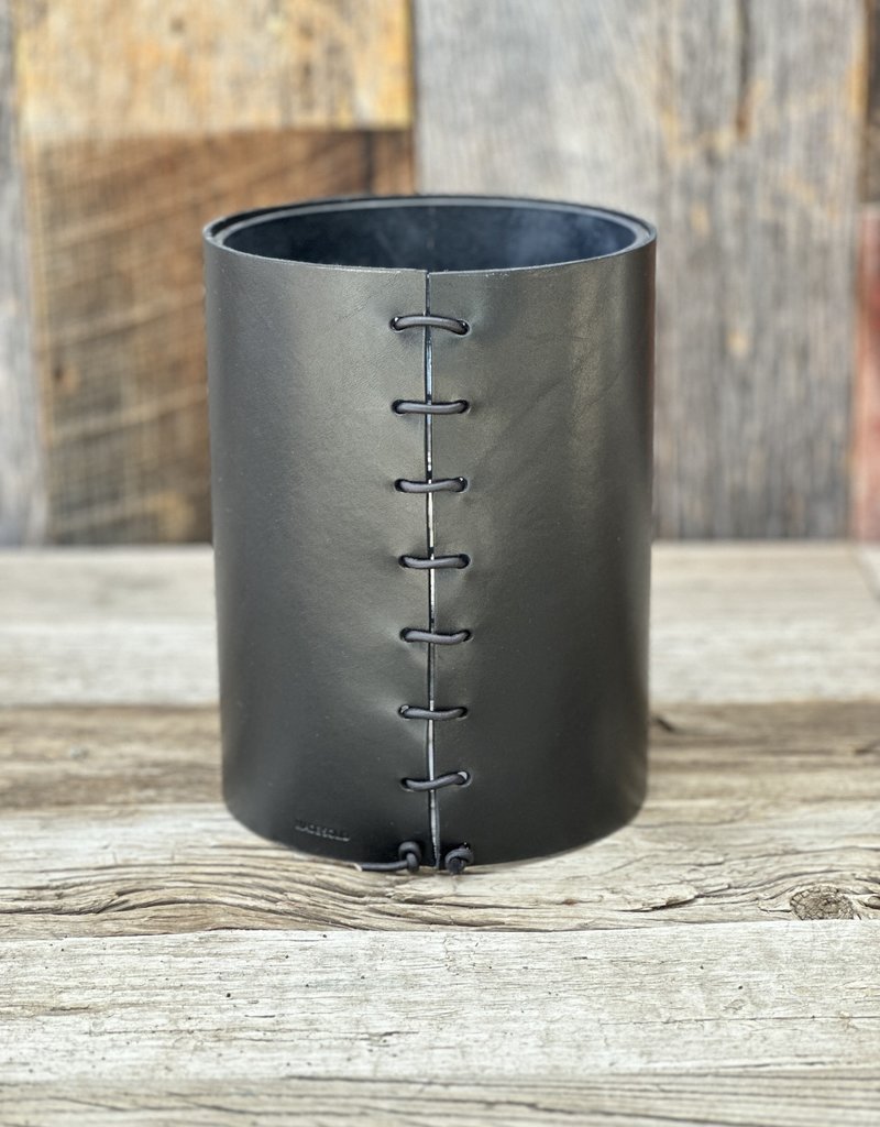 Made Solid Made Solid Sml Leather Wrapped Vase Black