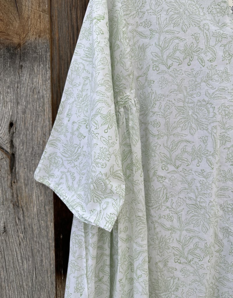 ...and for Good ...And For Good Sunshine Coast Caftan Floral Toile Grass Green