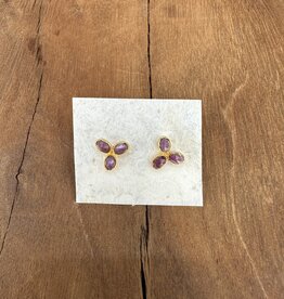 River Song River Song Flower Trio Indian Ruby Studs
