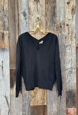 Lilla P Lilla P Easy Double V-Neck Sweater Black PA2265-BLA