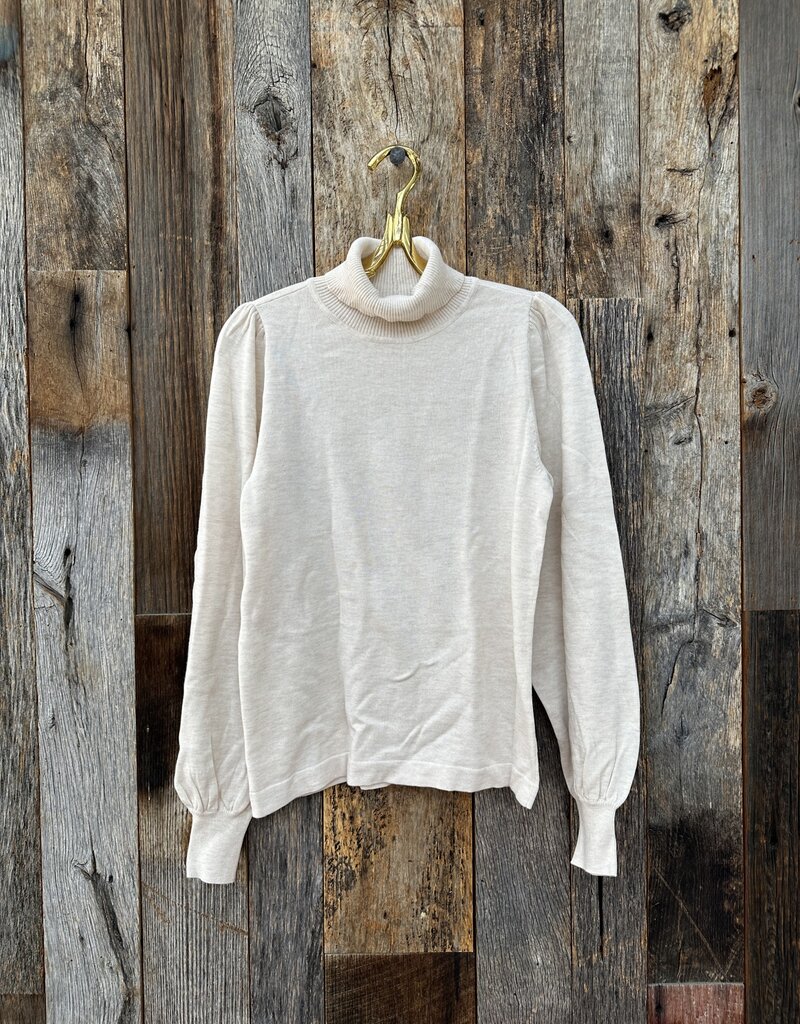 Lilla P Lilla P Puff Sleeve Turtleneck Sweater Oatmeal PA2263-OTM