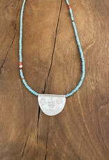 River Song River Song Silver Talisman on Turquoise Necklace