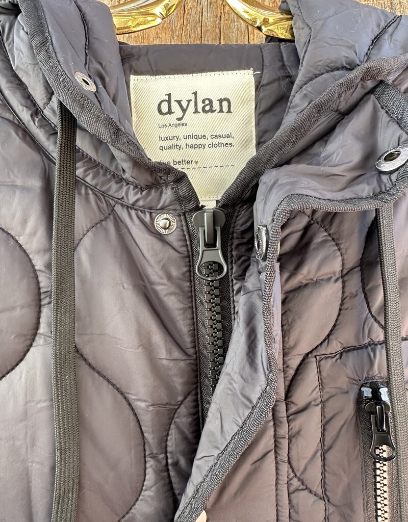 DYLAN Dylan Long Flight Puffer Vest Snap Closure Black - Island Farm