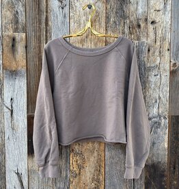 It Is Well Raw Edge Crop Sweatshirt T1855 Soil