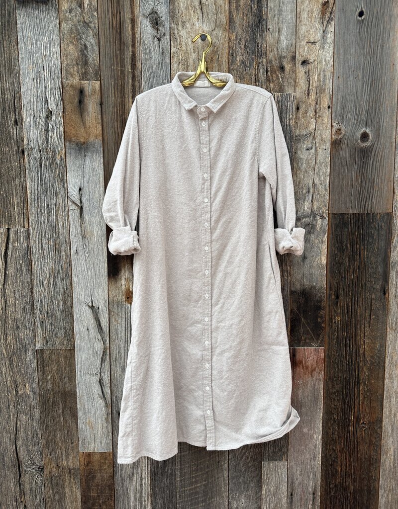 CP Shades CP Shades Maxi Brushed Cotton Twill Shirtdress Lt Sand 4617-729