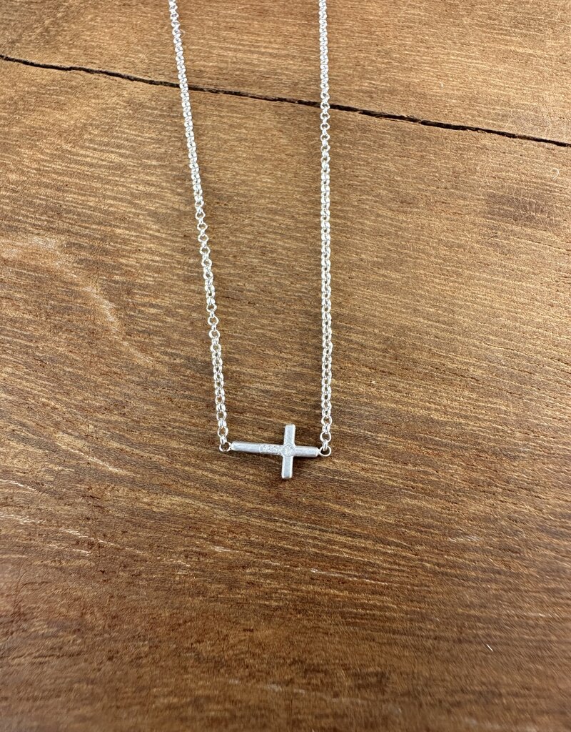 Dogeared Dogeared Sideways Cross Necklace Sterling Silver Island Farm