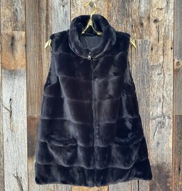 DYLAN Dylan Fur Love Long Vest Reversible Twill Black