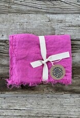 Far West Far West El Cosmico Fringed Linen Pillow Case Jaipur Pink 20" x 28"