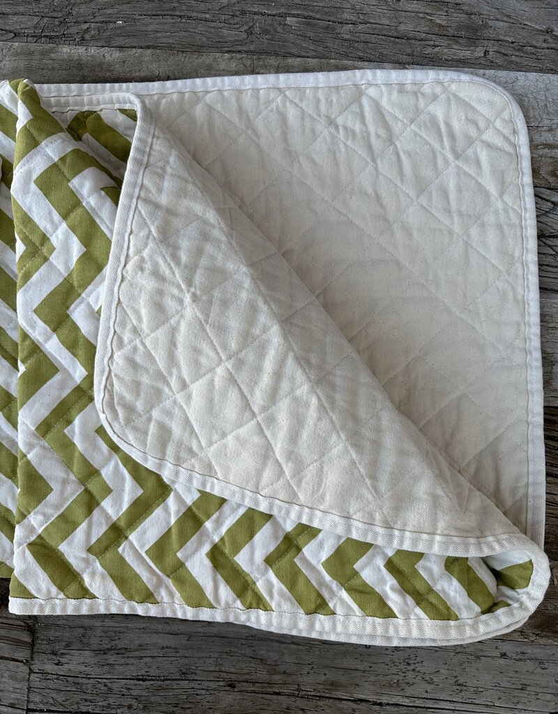Utility Canvas Utility Canvas Quilted Throw Blanket Green Zig Zag 52x66