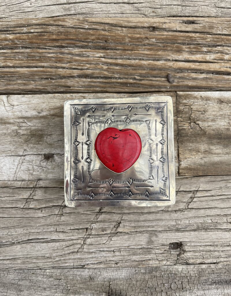 J Alexander Small Stamped Box w/ Coral Heart WJA-016-3-C