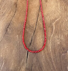 Radiant Malas Tiny Intention Necklace Red Coral 2mm 16"
