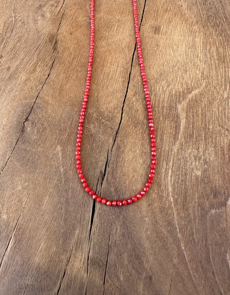 Radiant Malas Tiny Intention Necklace Red Coral 2mm 16"