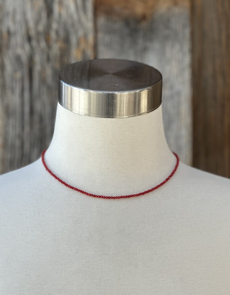 Radiant Malas Tiny Intention Necklace Red Coral 2mm 16"