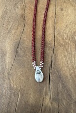 Minetta Design Garnet Colored Seed Beads W/ Moon Pendant