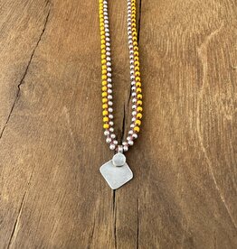 Minetta Design Silver & Yellow Seed Beads W/ Pendant