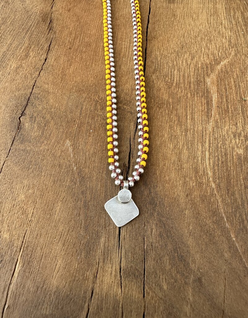 Minetta Design Silver & Yellow Seed Beads W/ Pendant