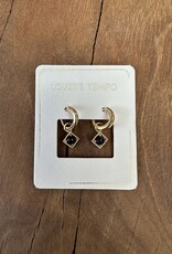 Lover's Tempo Lover's Tempo Eclipse Onyx Huggie Drop Hoop Earrings GV
