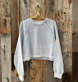 Z Supply Z Supply Crop Out Knit Denim Sweatshirt ZT241289