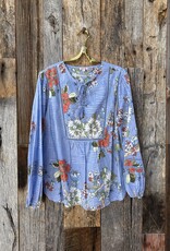 Johnny Was Johnny Was Mosaic Curved Hem Prairie Blouse Multi