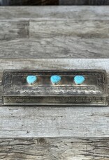 J Alexander Long Stamped Box w/ 3 Turquoise Stones WJA-079