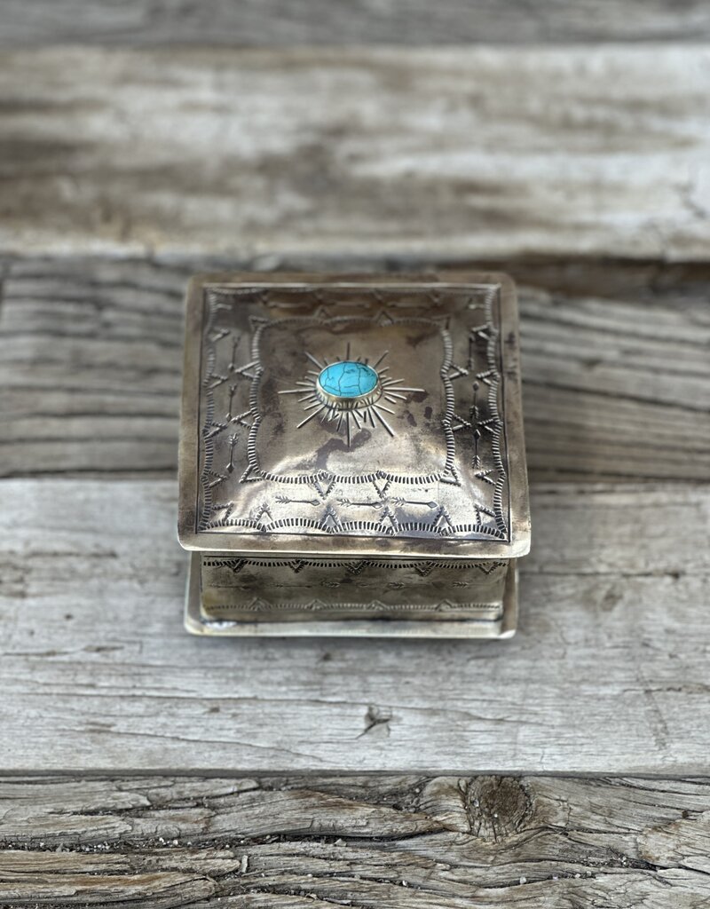 J Alexander Small Stamped Box w/ Turquoise WJA-016-1-T
