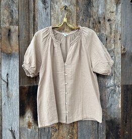 DYLAN Dylan Button Front Puff Sleeve Top Khaki