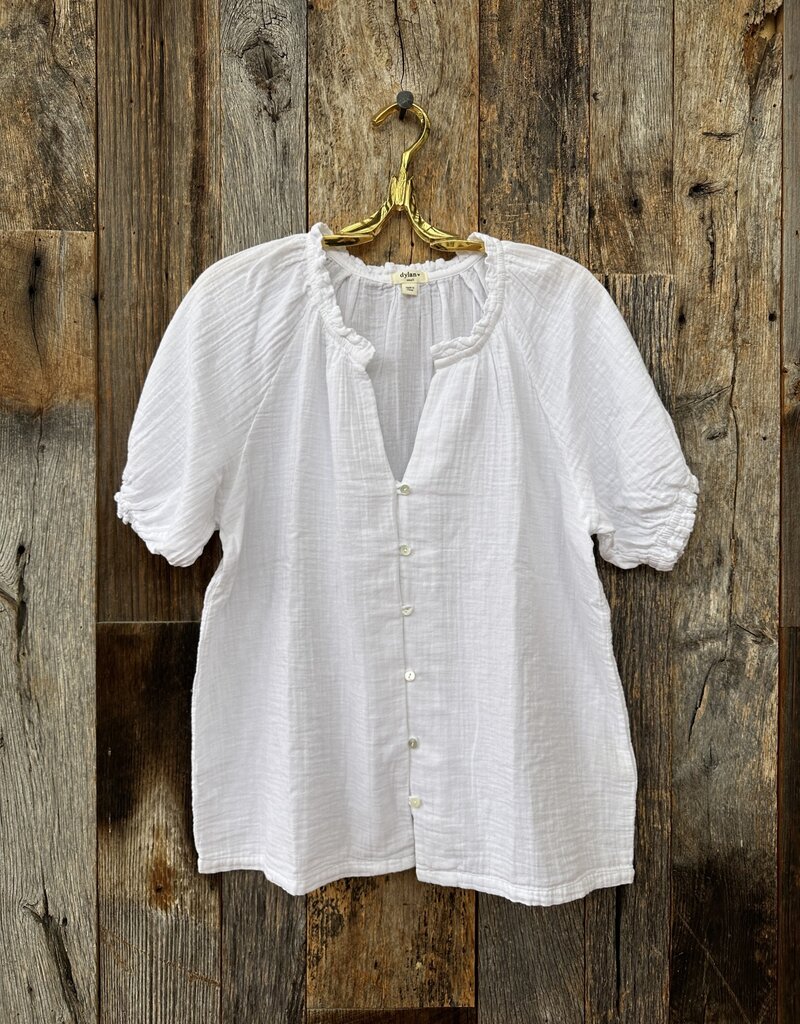 DYLAN Dylan Button Front Puff Sleeve Top White