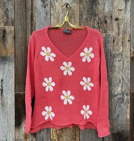 Wooden Ships Wooden Ships Mini Daisy V Cotton Sweater Hibiscus