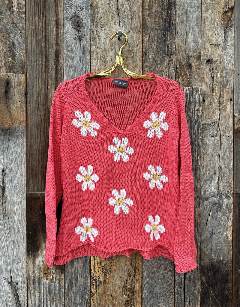 Wooden Ships Wooden Ships Mini Daisy V Cotton Sweater Hibiscus