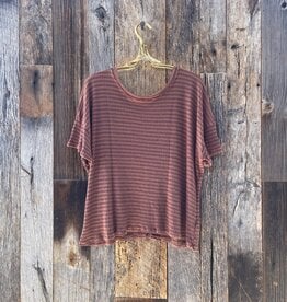 Project Social T Project Social T Back Lace Up Striped Rib Tee Root Beer